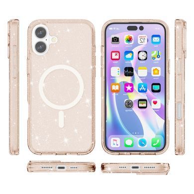 Прозорий чохол накладка з блискітками Sparkle MagFit з MagSafe для Apple iPhone 16 Gold Glitter (Золотий)