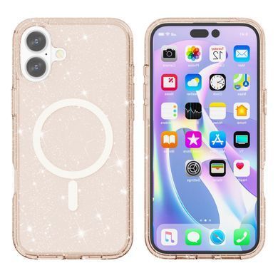 Прозорий чохол накладка з блискітками Sparkle MagFit з MagSafe для Apple iPhone 16 Gold Glitter (Золотий)