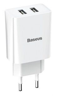 Мережевий зарядний пристрій МЗП Baseus Speed Mini Dual U Charger 10.5W White (ccfs-r02)