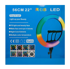 Кольцевая лампа LED RGB 56см с держателем для телефона и чехлом