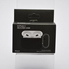 Чехол накладка с карабином Silicon Case для Apple AirPods 3 Black/Черный