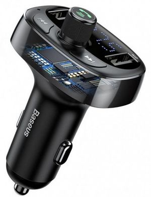 Автомобильная зарядка AЗУ Baseus Car Charger с FM-трансмиттером T Typed Wireless MP3 Black CCALL-TM01