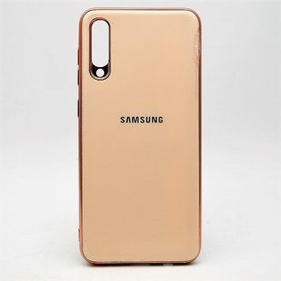 Чехол глянцевый с логотипом Glossy Silicon Case для Samsung A505 Galaxy A50 Pink