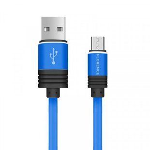 Кабель USB Florence Silicone microUSB 1m 3A Blue (FL-2205-BM)