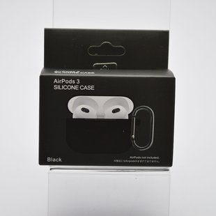 Чехол накладка с карабином Silicon Case для AirPods 3 Black/Черный