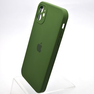 Чехол силиконовый с квадратными бортами Silicon case Full Square для iPhone 11 Dark Green