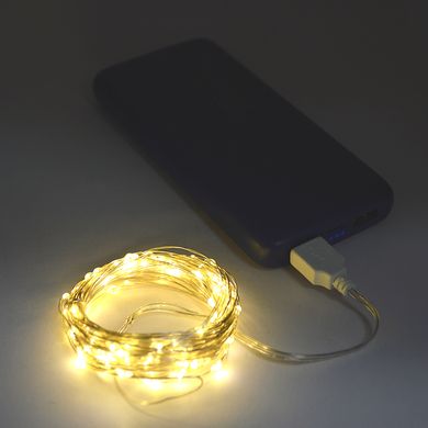 LED гирлянда "Капля росы" с USB разъемом 5V 10 метров Warm White