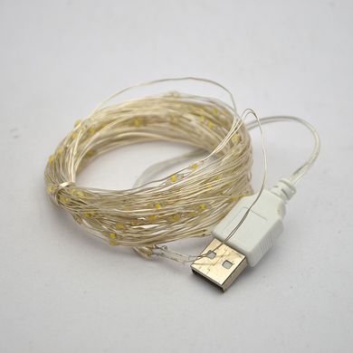 LED гирлянда "Капля росы" с USB разъемом 5V 10 метров Warm White