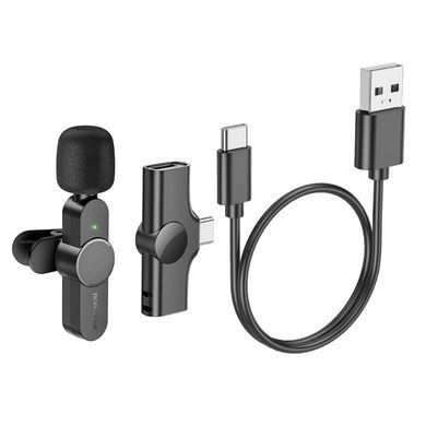 Безпровідний петличний мікрофон Borofone BFK12 Type-C Black