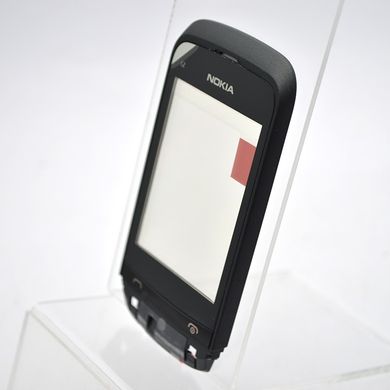 Сенсор (тачскрин) Nokia C2-03/C2-02/C2-06 черный матовый с рамкой и динамиком Original 100% (p.n.0258616)