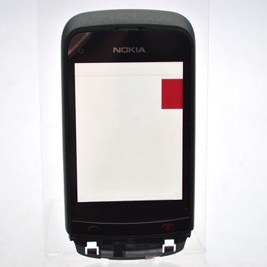 Сенсор (тачскрін) Nokia C2-03/C2-02/C2-06 чорний матовий з рамкою та динаміком Original 100% (p.n.0258616)