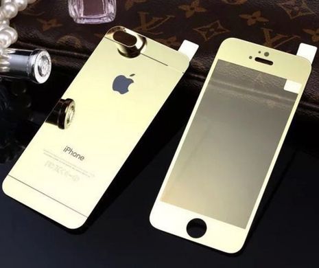 Защитное стекло Full Screen Glass 2 в 1 для iPhone 4S Glossy Gold (0.3mm)