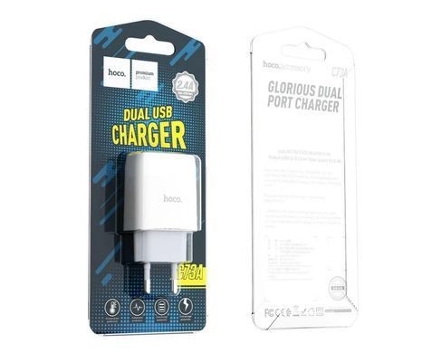 Мережевий зарядний пристрій Hoco C73A 2USB 2.4A White (Білий)