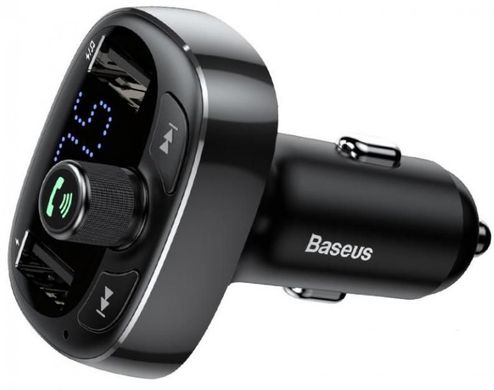 Автомобільна зарядка AЗП Baseus Car Charger з FM-трансмістером T Typed Wireless MP3 Black CCALL-TM01