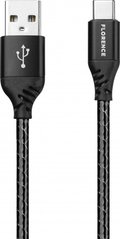 Кабель USB Florence Technic Type-C 1m 3A Black (FL-2204-KT)