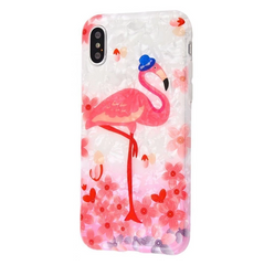 Чехол с рисунком (принтом) Blood of Jelly Cute case для iPhone X/iPhone Xs (flamingo with hat)