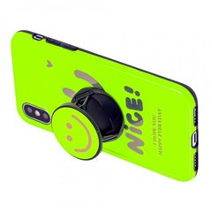 Чохол накладка Nice Smile Case with Pop Socket (TPU) для iPhone Xs Max Yellow