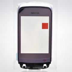 Сенсор (тачскрин) Nokia C2-03/C2-02/C2-06 пурпурный с рамкой и динамиком Original 100% (p.n.0258762)