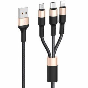 Кабель 3 в 1 Hoco X26 Xpress (Micro/Type-C/Lightning) Black-Gold