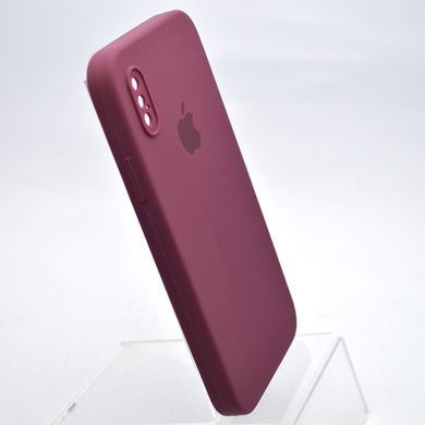 Чехол силиконовый с квадратными бортами Silicon case Full Square для iPhone X/iPhone Xs Plum/Бордовый