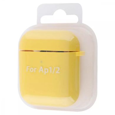 Чехол накладка Silicon Case с микрофиброй для AirPods 1/2 Yellow