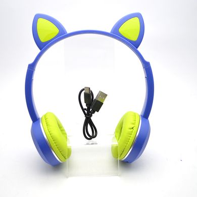 Безпровідні дитячі навушники (Bluetooth) з котячими вушками TUCCI K24 LED Blue/Сині