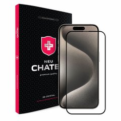 Защитное стекло +NEU Chatel Gorilla Glass with Mesh для Apple iPhone 15 Pro Black