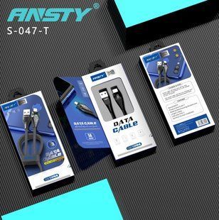 Кабель ANSTY S-047-T Type-C LED Snake Nylon 5A 1M Чорний