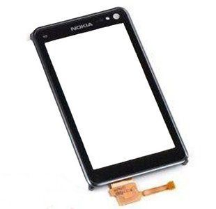 Сенсор (тачскрин) Nokia N8-00 черный с серебристой рамкой Original TW