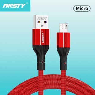 Кабель ANSTY S-018-A Micro USB Nylon 3A 1M Красный