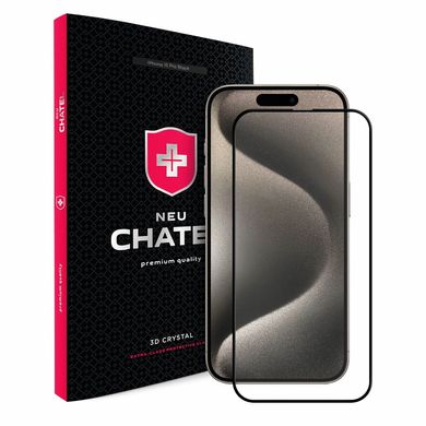 Захисне скло +NEU Chatel Gorilla Glass with Mesh для Apple iPhone 15 Pro Black