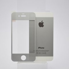 Защитное стекло Full Screen Glass 2 в 1 для iPhone 4S Glossy Silver (0.3mm)