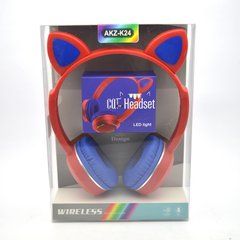 Безпровідні дитячі навушники (Bluetooth) з котячими вушками TUCCI K24 LED Red/Червоні