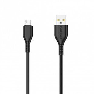 Дата кабель USB Florence Wizer microUSB 1m 2.4A Black (FL-2111-KM) для зарядки і передачі даних