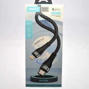 Кабель ANSTY S-023-PI Zinc Alloy Nylon Type-C to Lightning 5A 1M Black