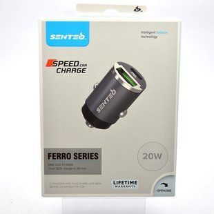 Автомобильная зарядка SENTEO Q-01 Ferro PD20W+QC3.0 Certificate CE Black