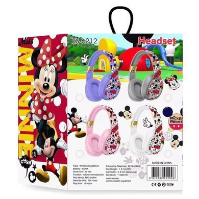 Детские беспроводные наушники с Mickey Mouse Bluetooth AH-803L (Розовый)