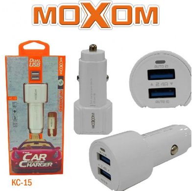 Автомобільна зарядка Moxom KC-15 + кабель Micro USB 2USB 2.4A White