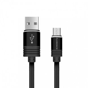 Кабель USB Florence Silicone microUSB 1m 3A Black (FL-2205-KM)