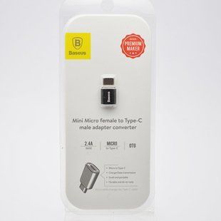 Перехідник Baseus Micro Female to Type-C 2.4A Black CAMOTG-01