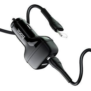 Автозарядка Hoco Z36 Leader 2xUSB 5V 2.4A +кабель lightning Black