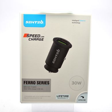 Автомобильная зарядка SENTEO Q-02 Ferro PD30W+QC3.0 Certificate CE Black
