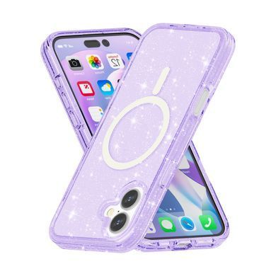 Прозорий чохол накладка з блискітками Sparkle MagFit з MagSafe для Apple iPhone 16 Plus Purple Glitter (Фіолетовий)