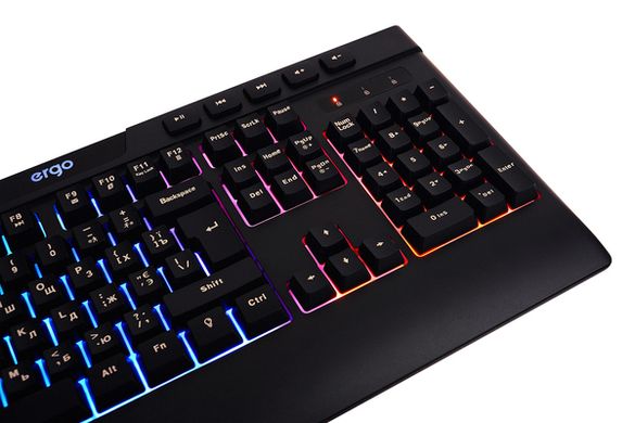 Клавиатура проводная с RGB подсветкой игровая ERGO KB-510 (Black), Черный