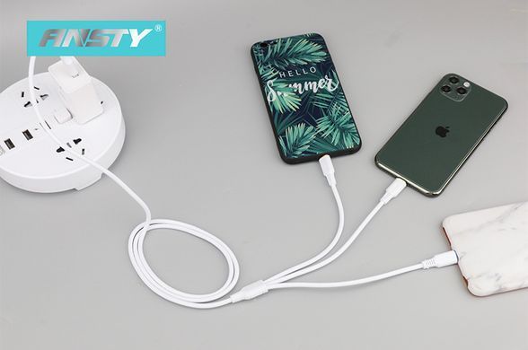 Кабель ANSTY Z-10 3-in-1 Cable 3A 1.2M Белый