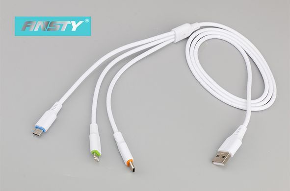 Кабель ANSTY Z-10 3-in-1 Cable 3A 1.2M Белый