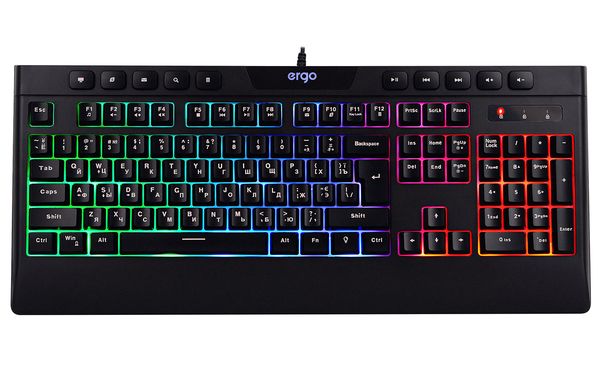 Клавиатура проводная с RGB подсветкой игровая ERGO KB-510 (Black), Черный