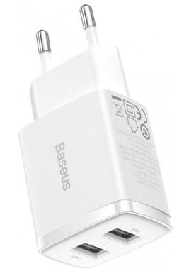 Мережевий зарядний пристрій Baseus Compact Charger 2USB 10.5W White CCXJ010202