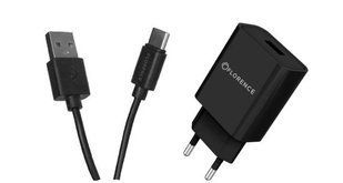 Сетевое зарядное устройство СЗУ Florence 1USB 2A + Type-C cable black (FL-1020-KT)