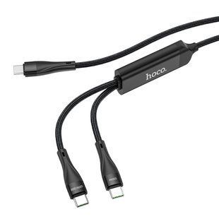 Кабель Hoco U102 2 in1 Type-C-Type-C(100W) Type-C(20W) 1.5m Black